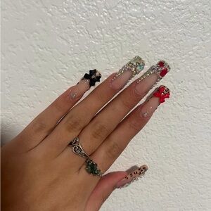 Stylish Nail Art with Red and Black Accents